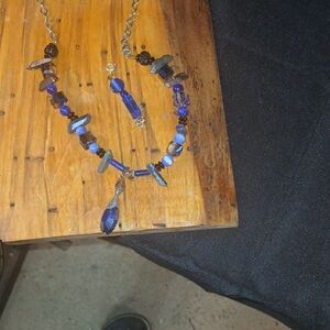 Handmade Blue Beaded Pendant Necklace